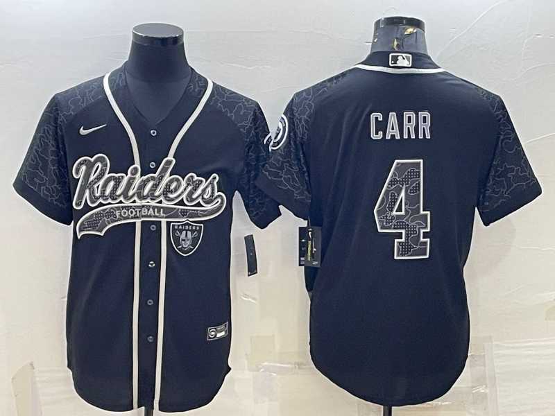 Men%27s Las Vegas Raiders #4 Derek Carr Black Reflective Limited Stitched Jersey